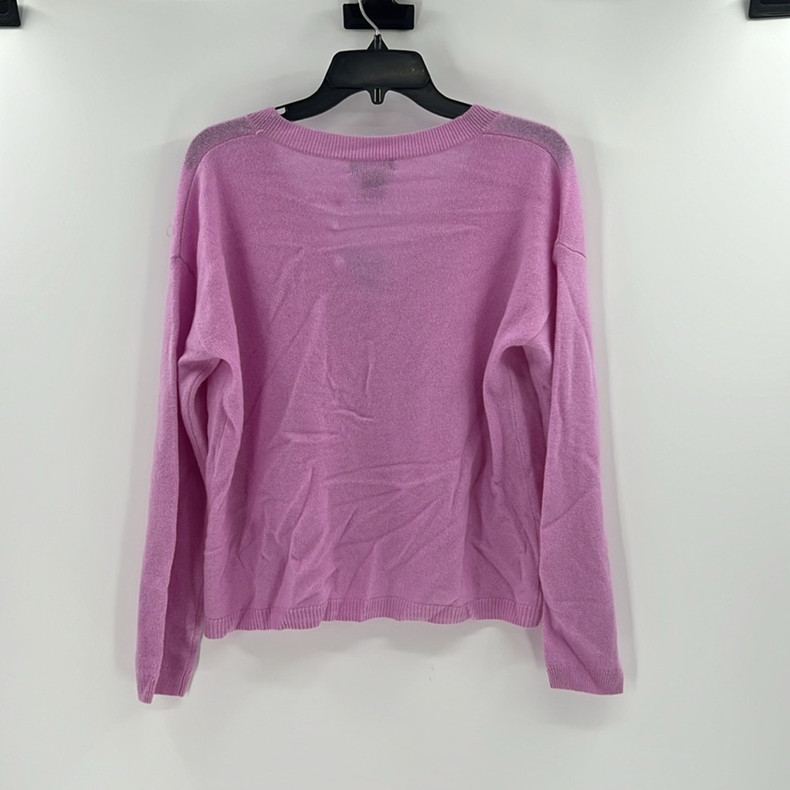 C By Bloomingdale's V-Neck 100% Cashmere Cardigan - Rose Quartz - S - Nwt — image 7 of 7